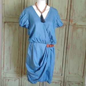 Tibi drape blue dress